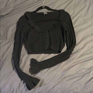 For love & lemons black ribbed cardigan